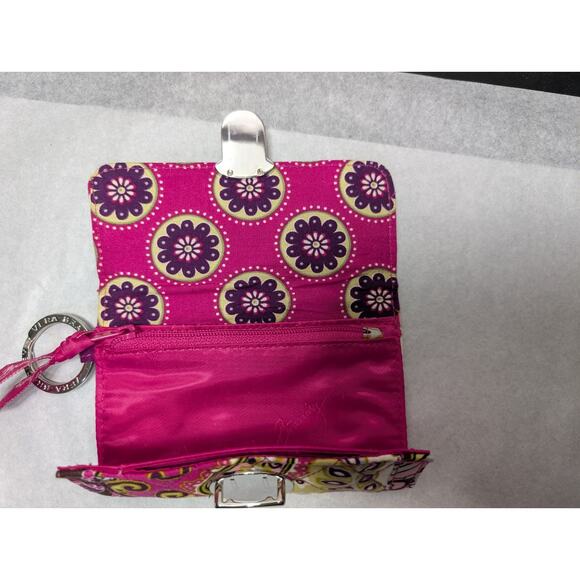 Vera Bradley Wallet/ ID Case VERY BERRY PAISLEY -with Silver Key Ring Quilted - Picture 5 of 6